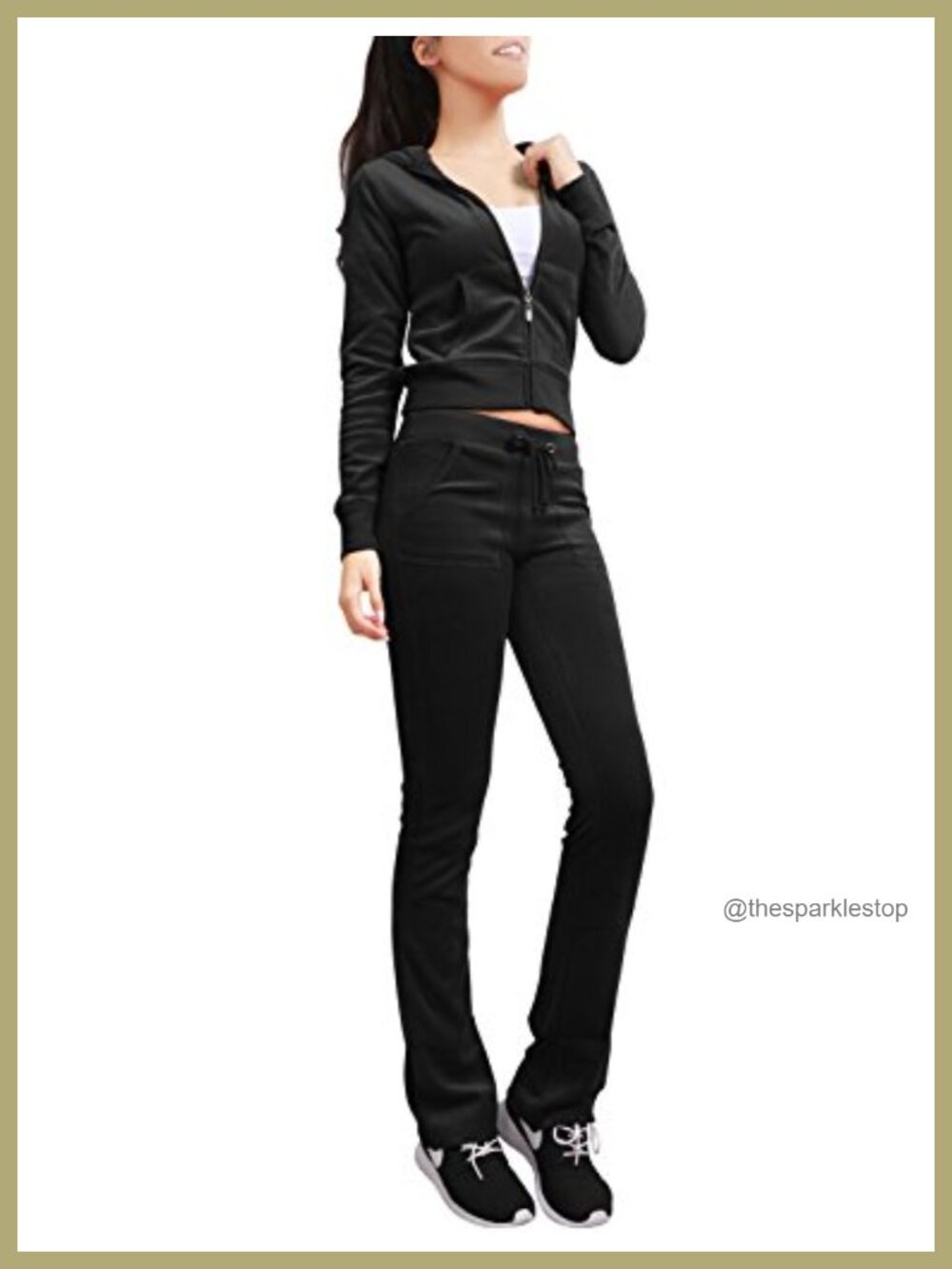 Women's 2 Piece Velour Velvet Tracksuit Set Zip Up Hoodie Sweatsuit S-3XL
